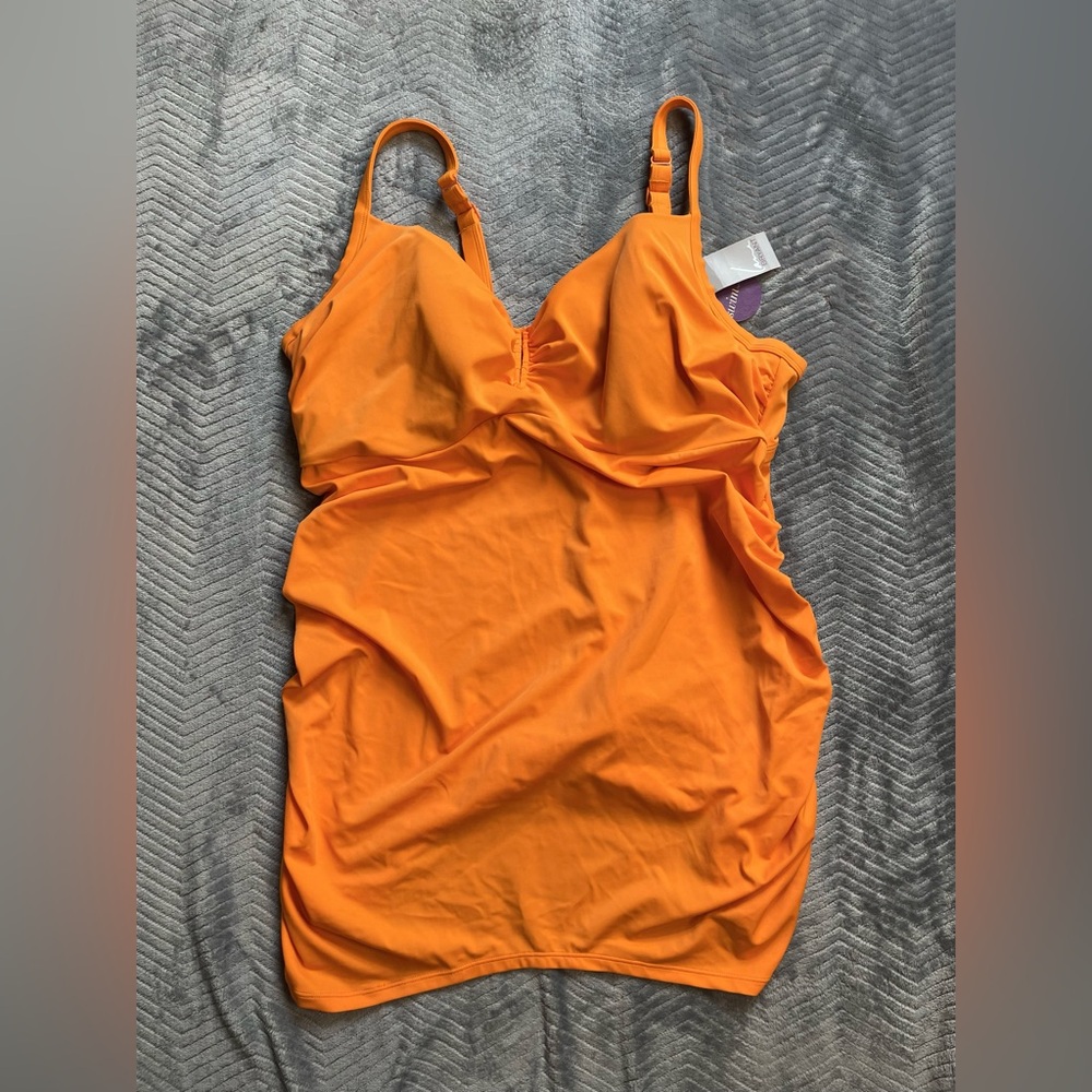 NWT Cacique Underwire Balconette Orange Swim Tankini Top 42D